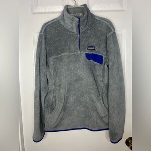 Patagonia Gray Fleece Pullover with Blue Accents
